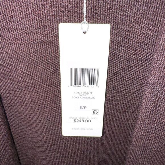 NWT Eileen Fisher Merino Wool Boxy Cardigan in Plum Purple Women’s Sz S - Picture 3 of 5